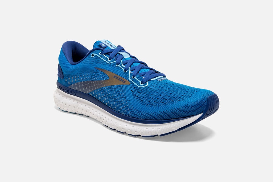 Glycerin 18 Road Brooks Running Shoes NZ Mens - Blue/Gold - OEARSH-765